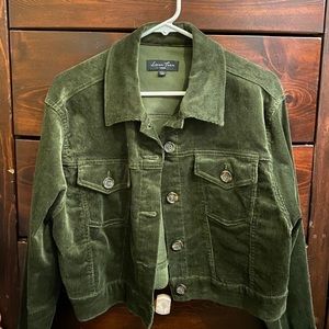 Green corduroy cropped jacket
